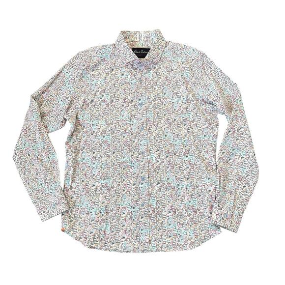 Robert Graham Long Sleeve Button Up Shirt Mens Large Colorful Geometric Pattern - Picture 3 of 15